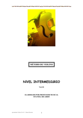 MÉTODO DE VIOLINO




                       NíVEL INTERMEDIáRIO
                                               Vol. 01



                           ELABORADO POR PROFESSOR MUSICAL
                                  OTANIEL RICARDO




Aprendendo Violino Vol. 01 – Otaniel Ricardo     1
 