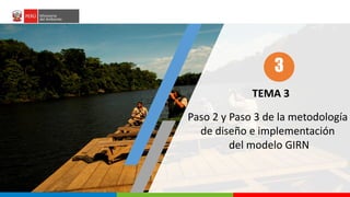 PERÚ LIMPIO
PERÚ NATURAL
TEMA 3
3
Paso 2 y Paso 3 de la metodología
de diseño e implementación
del modelo GIRN
 
