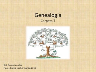Genealogía
Carpeta 7
Keb Durán Jennifer
Flores García José Armando 2216
 