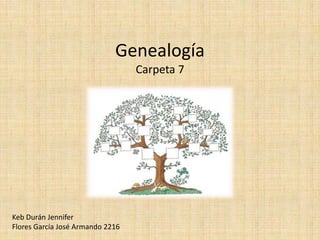 Genealogía
Carpeta 7
Keb Durán Jennifer
Flores García José Armando 2216
 