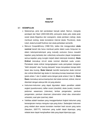 INSTRUMENTASI DAN PENSKALAAN (METODE PENELITIAN) | DOCX
