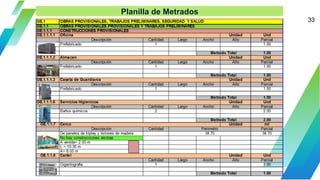 33
Planilla de Metrados
 