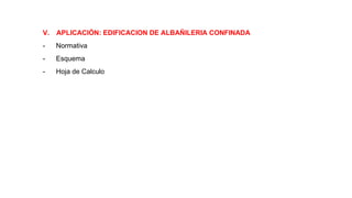 V. APLICACIÓN: EDIFICACION DE ALBAÑILERIA CONFINADA
- Normativa
- Esquema
- Hoja de Calculo
 