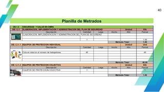 40
Planilla de Metrados
 
