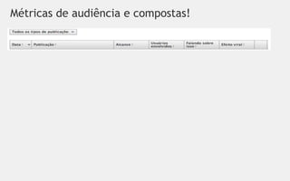 Métricas de audiência e compostas!
 