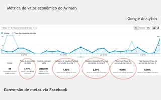 Métrica de valor econômico do Avinash

                                         Google Analytics




Conversão de metas via Facebook
 
