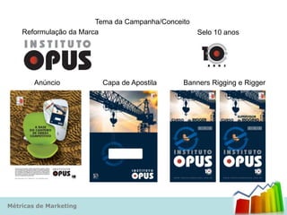 Tema da Campanha/Conceito
    Reformulação da Marca                           Selo 10 anos




        Anúncio          Capa de Apostila      Banners Rigging e Rigger




Métricas de Marketing
 