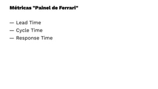 Métricas "Painel de Ferrari"
— Lead Time
— Cycle Time
— Response Time
 