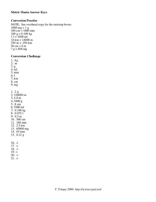 Metric Conversions