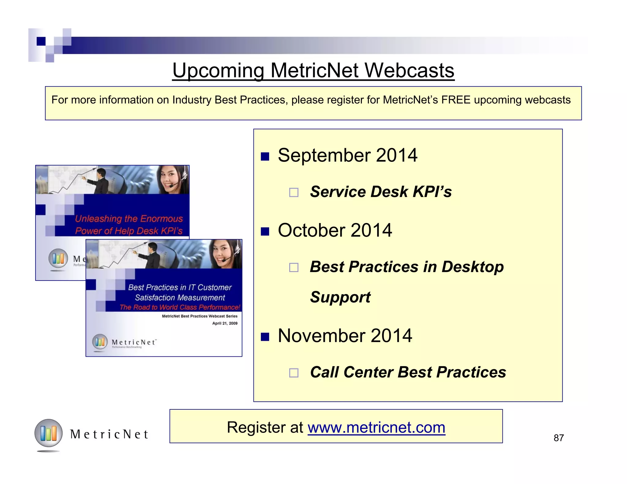 Visit Our New Website at www.metricnet.com
© MetricNet, LLC, www.metricnet.com 87
87
 