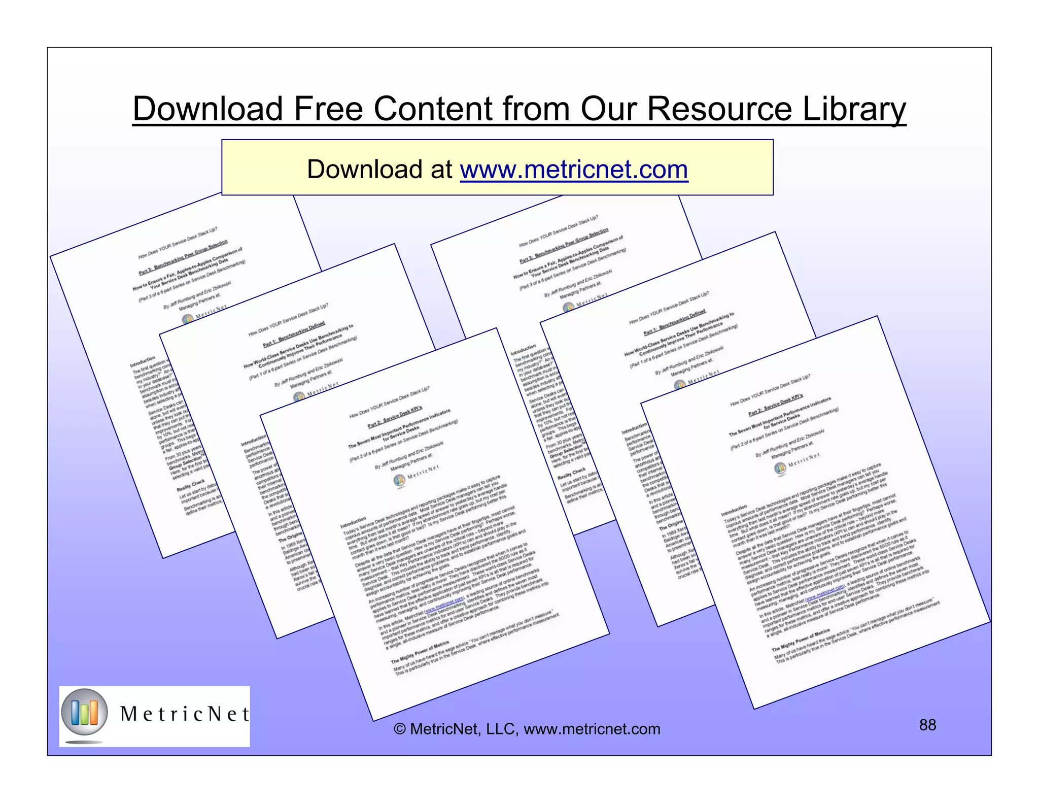 Become a Member: It’s Free!
© MetricNet, LLC, www.metricnet.com 88
 