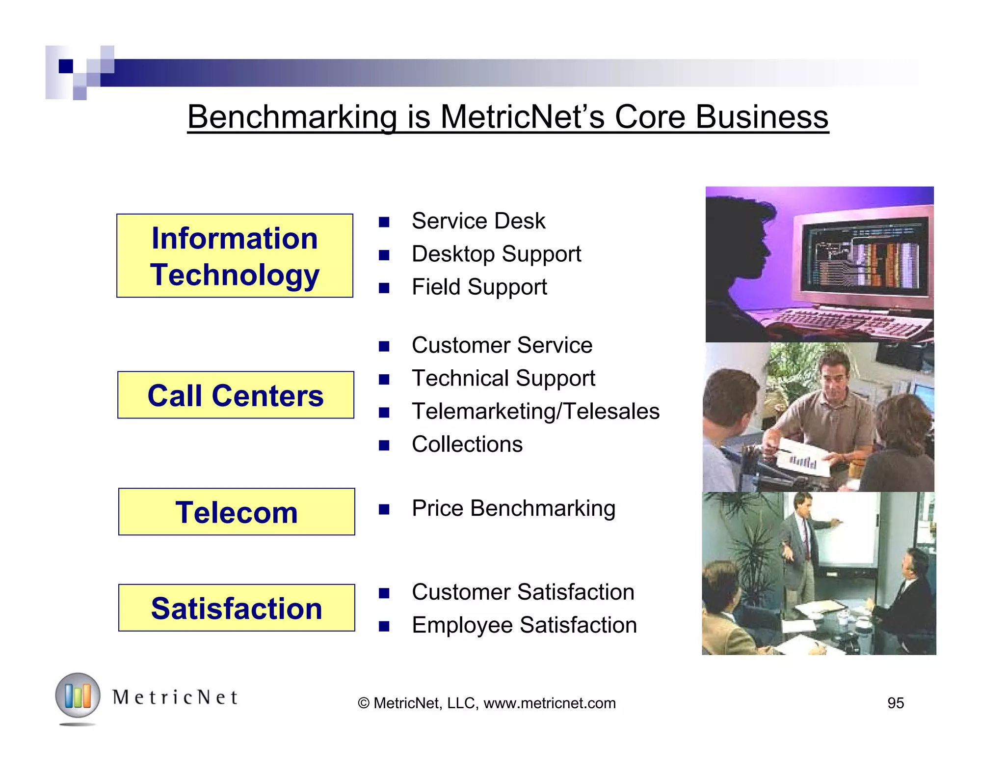 URL for Benchmark My Service (BMS)
95© MetricNet, LLC, www.metricnet.com
http://benchmark.samanage.com/
 