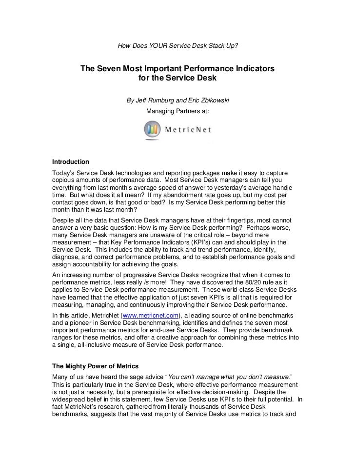 Metric Nets Seven Most Important Kp Is For The Service Desk V4
