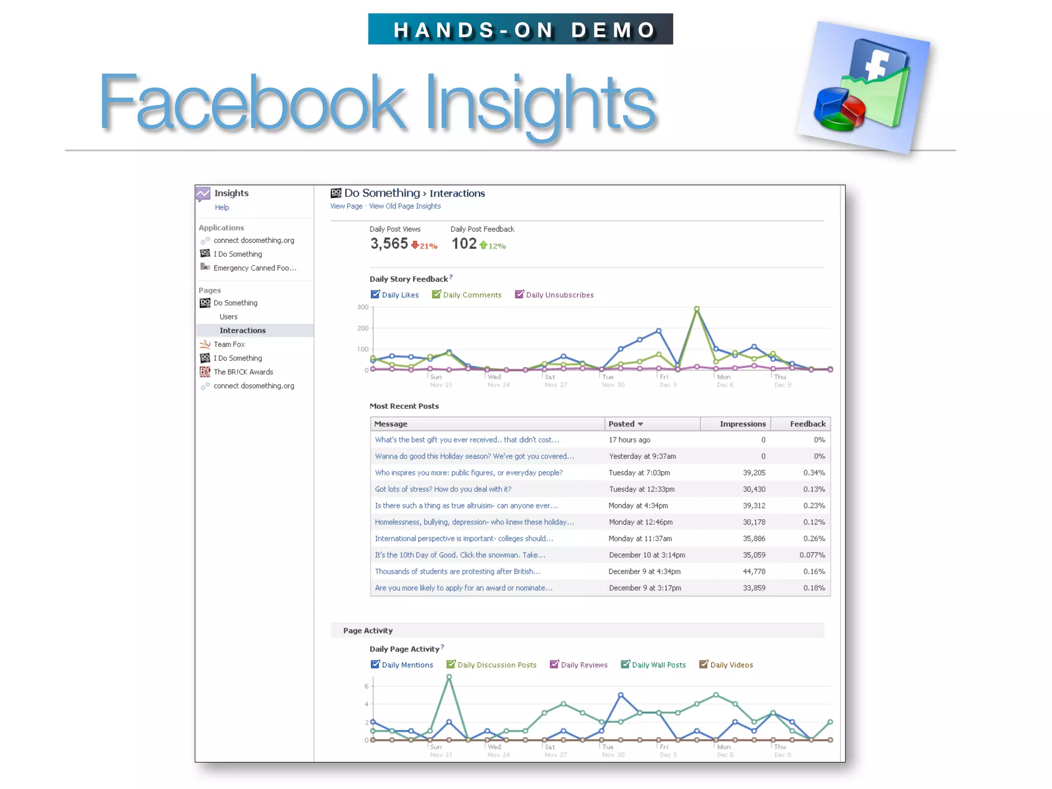 HANDS-ON DEMO



Facebook Insights
 