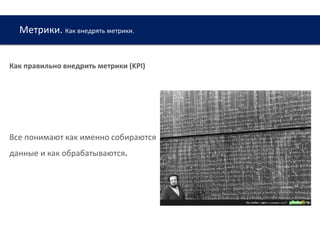 Метрики. Как внедрять метрики.
www.web-academy.com.ua
Как правильно внедрить метрики (KPI)
Все понимают как именно собираются
данные и как обрабатываются.
 