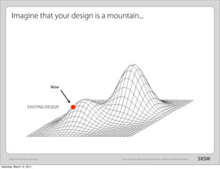 Imagine that your design is a mountain...




                               Now



                    EXISTING DESIGN


...