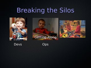 Breaking the Silos



       Getting Along

Devs       Ops
 
