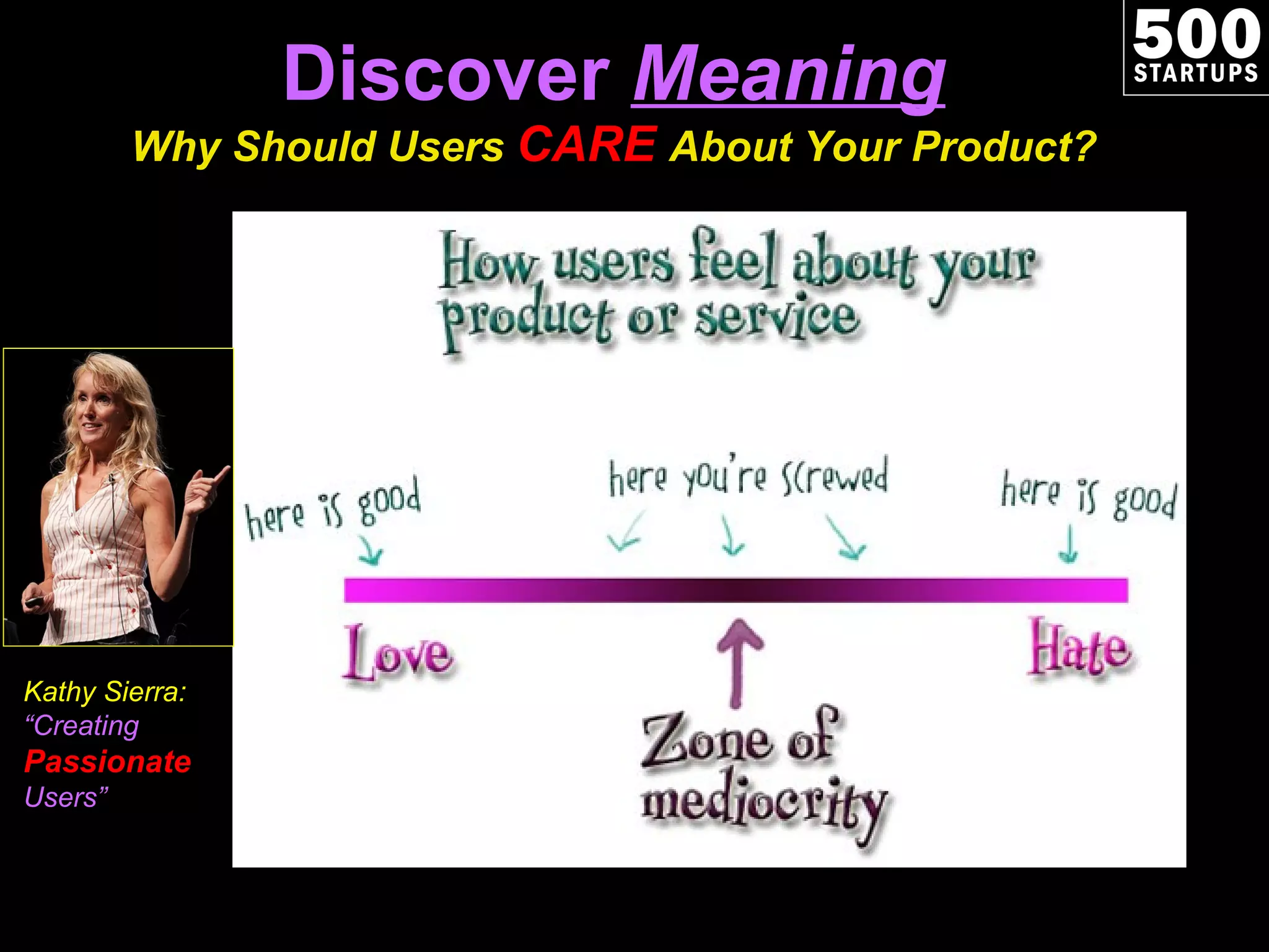 Discover  Meaning Why Should Users  CARE  About Your Product? Kathy Sierra: “ Creating Passionate Users” 