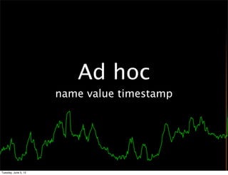 Ad hoc
                      name value timestamp




Tuesday, June 5, 12
 