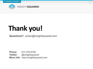 Thank you!
Phone: 617.370.8100
Twitter: @insightsquared
More info: www.insightsquared.com
Questions? zorian@insightsquared.com
 
