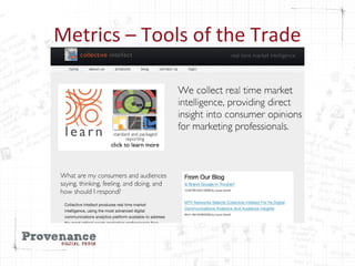 Metrics – Tools of the Trade
 