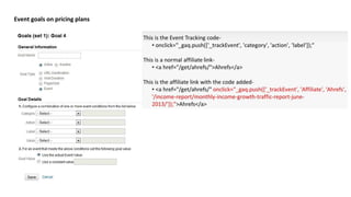 Event goals on pricing plans
 