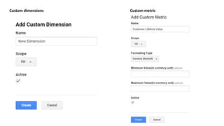 Custom dimensions Custom metric
 