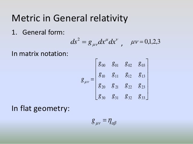 Metric Tensor In General Relativity
