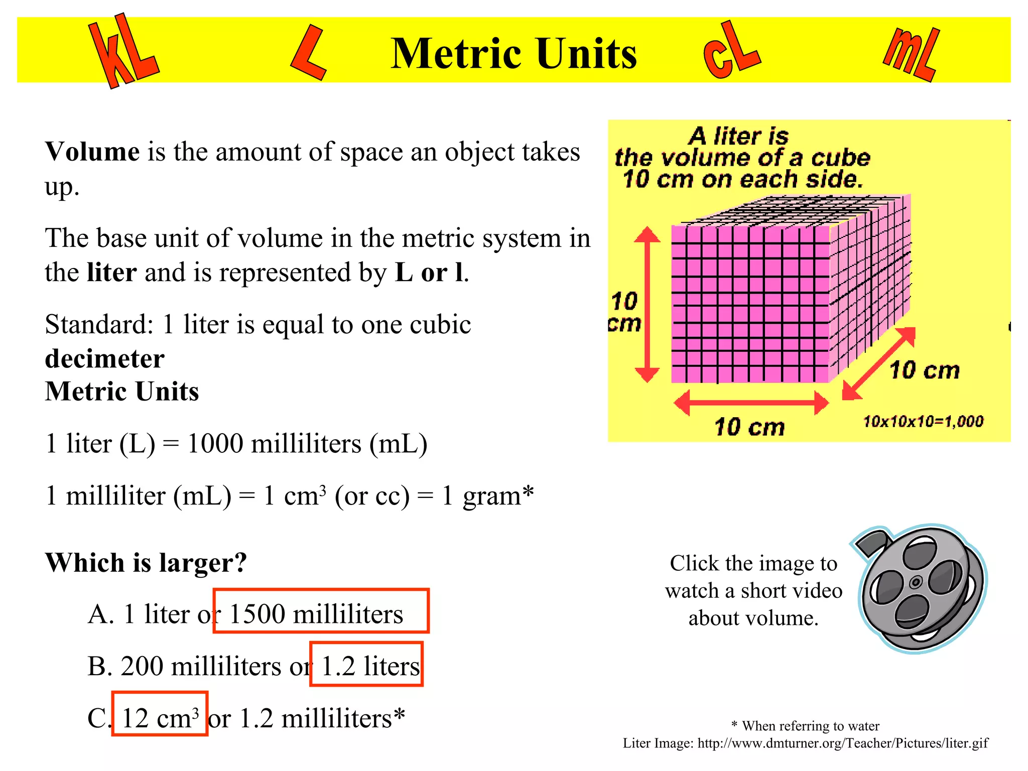 Metric Volume PPT Metric Volume PPT