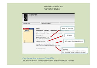 https://www.degruyter.com/view/j/libr
Libri. International Journal of Libraries and Information Studies
Web of science
Sco...