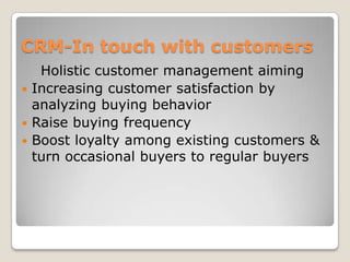 Forward looking conceptsFreshness and qualitySome thing for all the sensesA large selection of your favorite tipplesTry before you buyAll about personal carePerfectly coordinated
