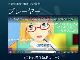 NicoNicoMetro  での実例例


プレーヤー




         (これも考えなおし中…)
 
