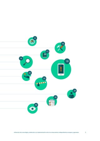 Utilización de la tecnología y obstáculos a la implementación entre los restauradores independientes europeos y japoneses 7
!
18
10
12
8
26
22
14
28
30
40
 