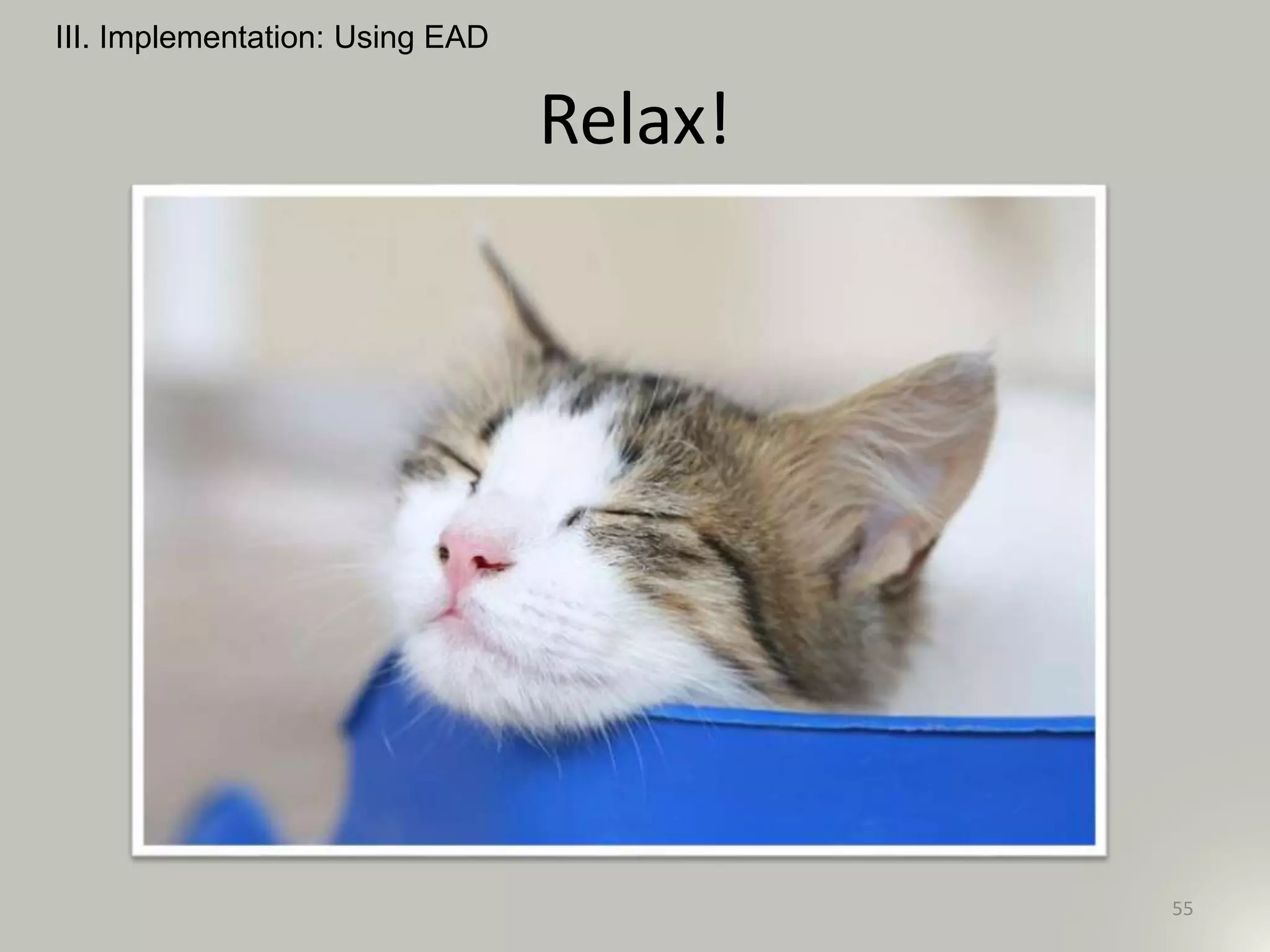 Relax!
III. Implementation: Using EAD
55
 