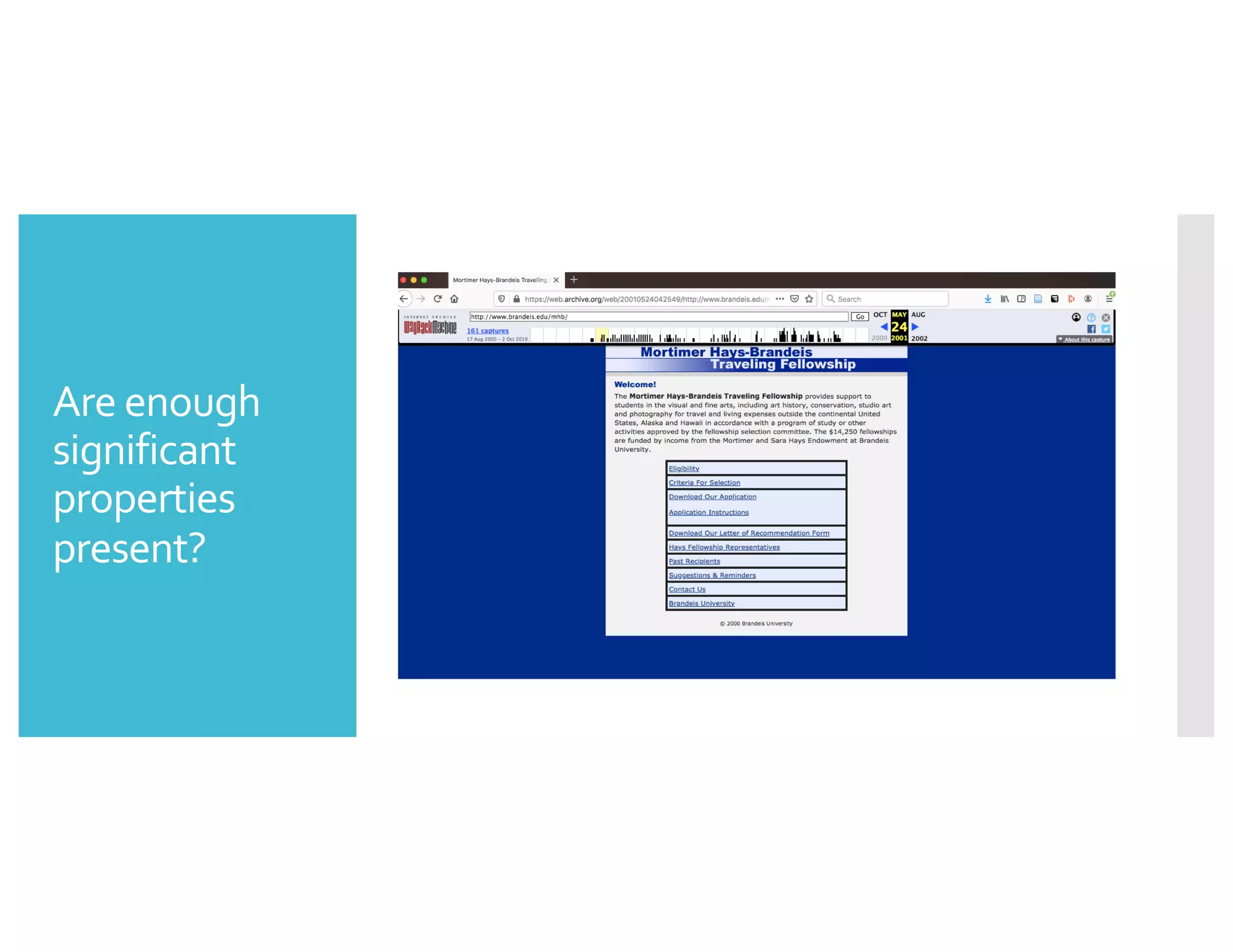 Are enough
significant
properties
present?
 