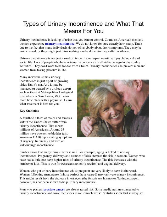 Types of Urinary Incontinence and What That Means For You