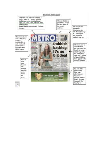 Metro newspaper annotations