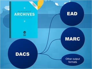 DACS EAD MARC Other output formats 