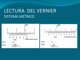 LECTURA DEL VERNIER
SISTEMA METRICO
 