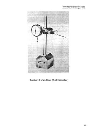 Diklat Metrologi Industri untuk Dosen
Jurusan PTM FT-UN.Malang,July 2009
Gambar 8. Jam Ukur (Dial Indikator)
46
 