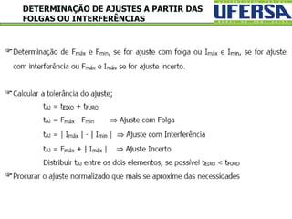DETERMINAÇÃO DE AJUSTES A PARTIR DAS
FOLGAS OU INTERFERÊNCIAS
 