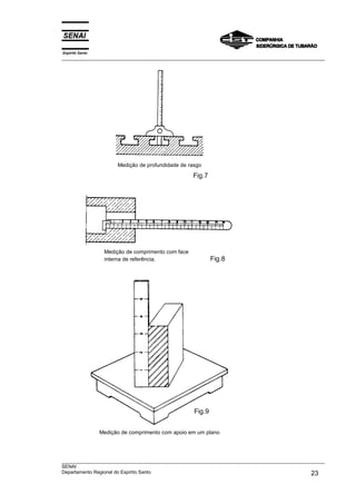 Espírito Santo
___________________________________________________________________________________________________




                       Medição de profundidade de rasgo

                                                    Fig.7




                  Medição de comprimento com face
                  interna de referência.                    Fig.8




                                                    Fig.9


                 Medição de comprimento com apoio em um plano




___________________________________________________________________________________________________
SENAI
Departamento Regional do Espírito Santo                                                       23
 