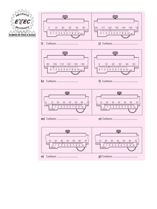 i)i)i)i)i) Leitura: ............................. j)j)j)j)j) Leitura:..................................
k)k)k)k)k) Leitura: ............................. l)l)l)l)l) Leitura:..................................
m)m)m)m)m) Leitura: ............................. n)n)n)n)n) Leitura:..................................
o)o)o)o)o) Leitura: ............................. p)p)p)p)p) Leitura:..................................
 