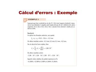 Càlcul d’errors : Exemple
 