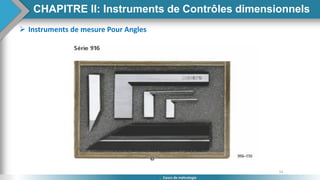 53
Cours de métrologie
 Instruments de mesure Pour Angles
CHAPITRE II: Instruments de Contrôles dimensionnels
 
