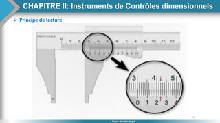 63
Cours de métrologie
 Principe de lecture
CHAPITRE II: Instruments de Contrôles dimensionnels
 
