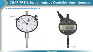 71
Cours de métrologie
 Instruments de mesure indirecte
CHAPITRE II: Instruments de Contrôles dimensionnels
 