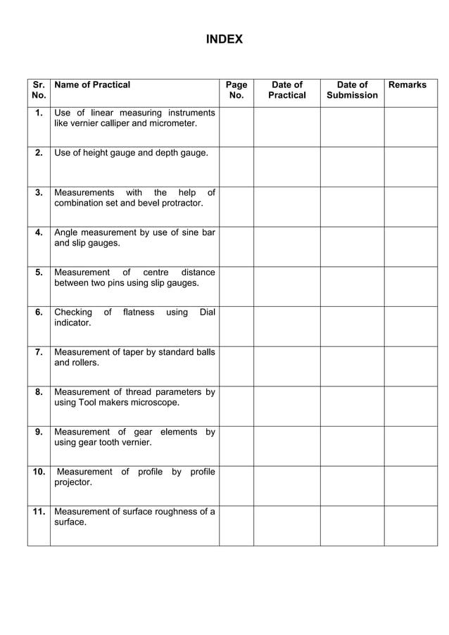Metrology and instrumentation lab manual PDF