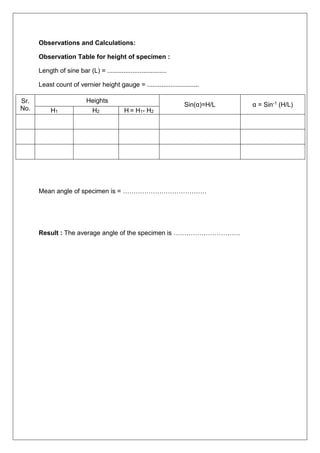 Metrology and instrumentation lab manual | PDF