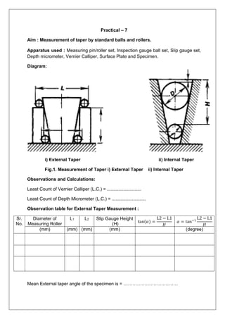 Metrology and instrumentation lab manual | PDF